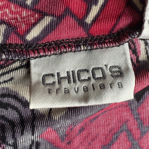 Chico’s Travelers Slinky Floral Abstract Scoop Neck Top Women’s Size XL Romantic - Picture 3 of 9
